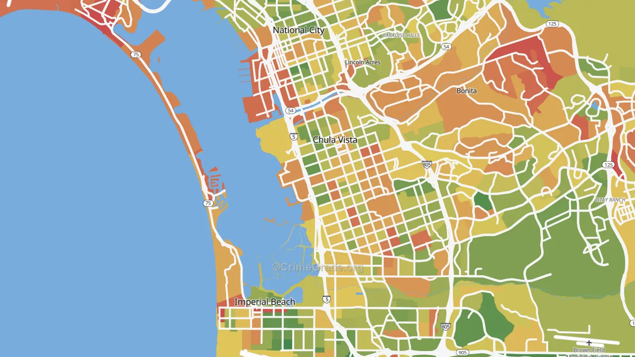 Mission Bay, San Diego, CA Map of Arson Rates