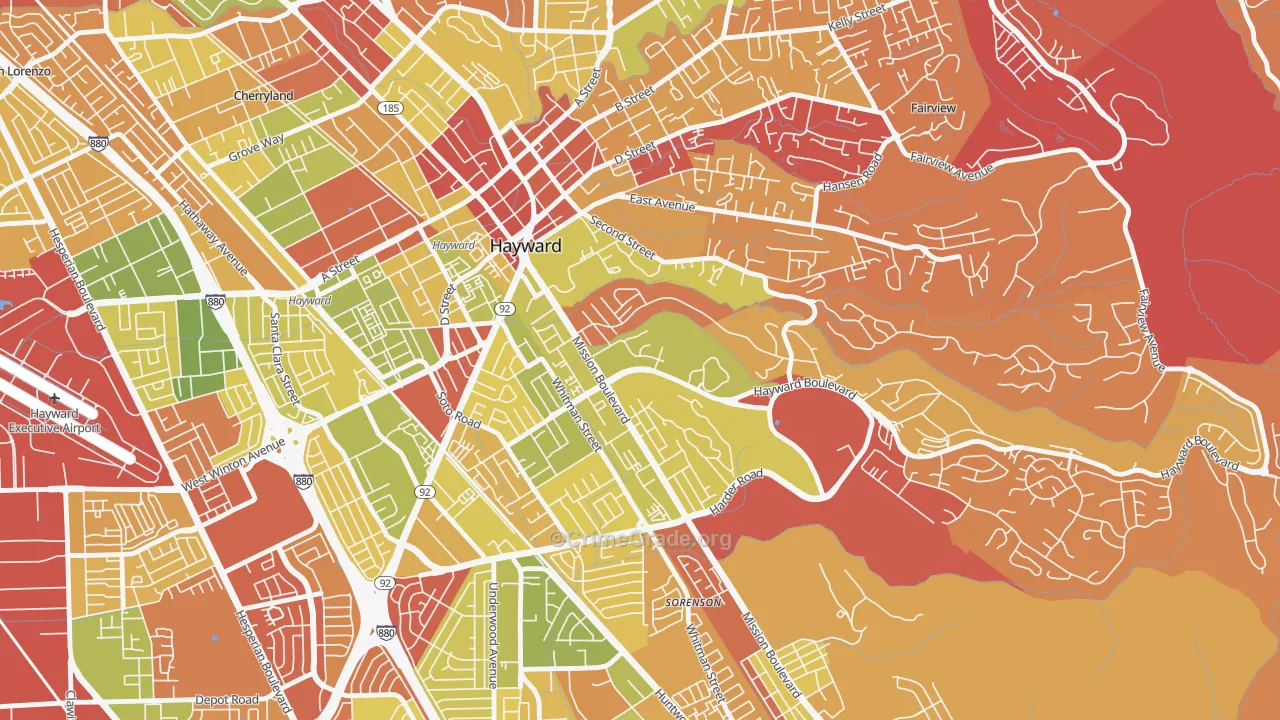 Mission-Foothill, Hayward, CA Map of Arson Rates