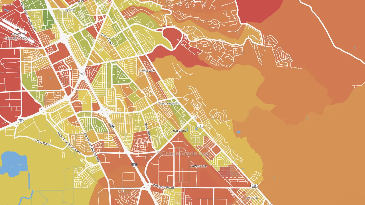 Mission-Garin, Hayward, CA Map of Arson Rates
