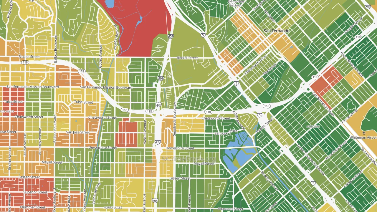 Mission Hills, CA Map of Arson Rates