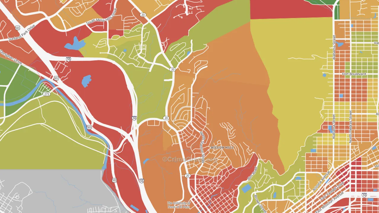 Mission Hills, El Paso, TX Map of Arson Rates