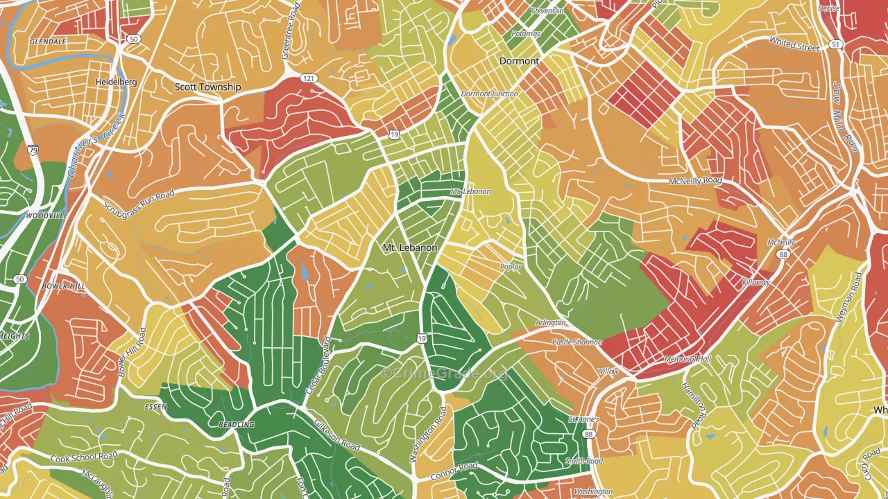 Mission Hills, Pittsburgh, PA Map of Arson Rates