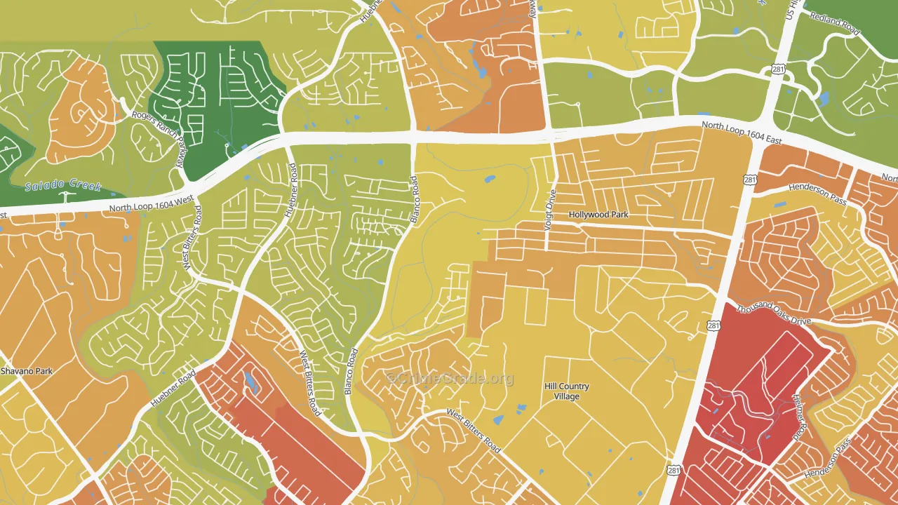 Mission Ridge, San Antonio, TX Map of Arson Rates