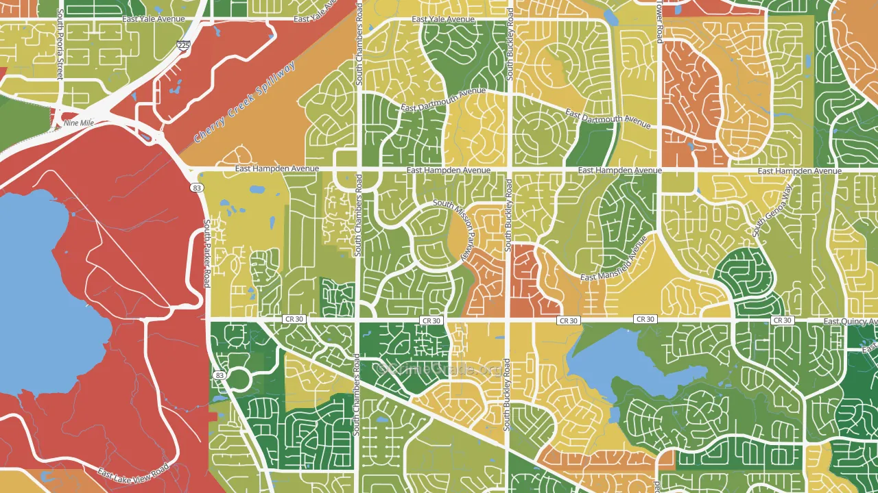 Mission Viejo, Aurora, CO Map of Arson Rates