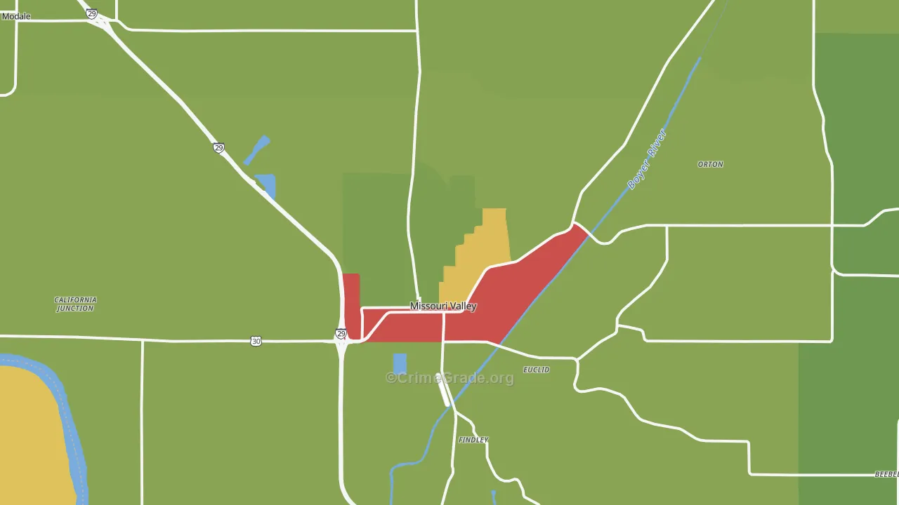 Missouri Valley, IA Map of Arson Rates