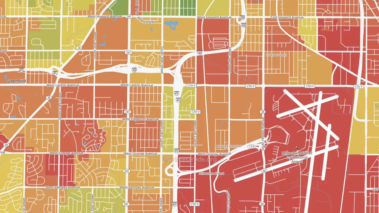 Mitchell West, Milwaukee, WI Map of Arson Rates