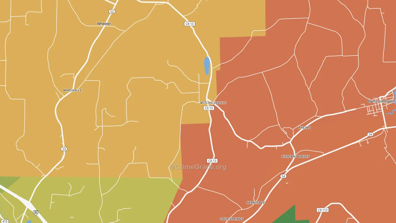 Mitchellsville, NY Map of Arson Rates