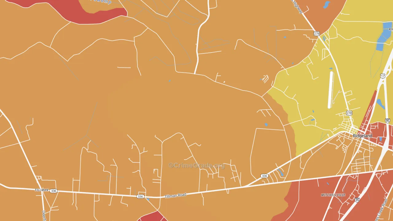Mitchellville, SC Map of Arson Rates