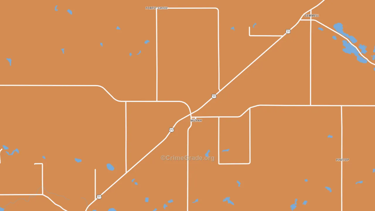 Mizpah, MN Map of Arson Rates
