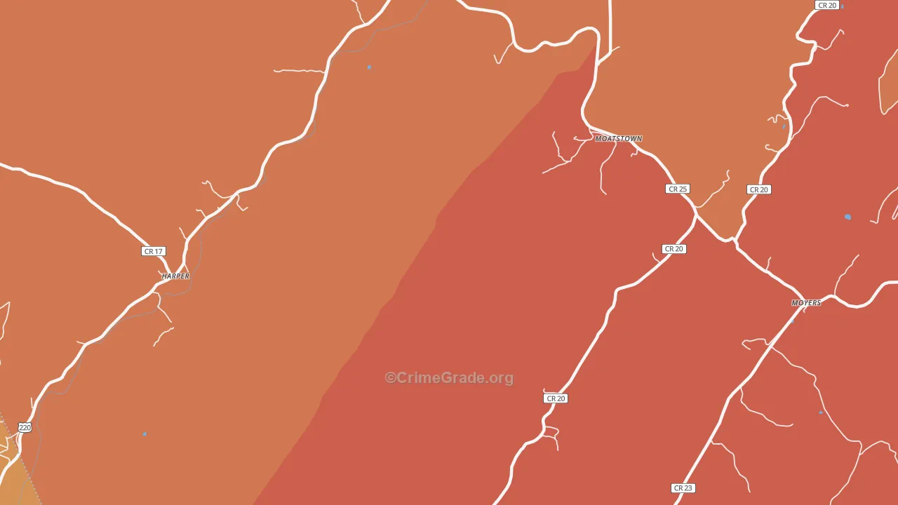 Moatstown, WV Map of Arson Rates