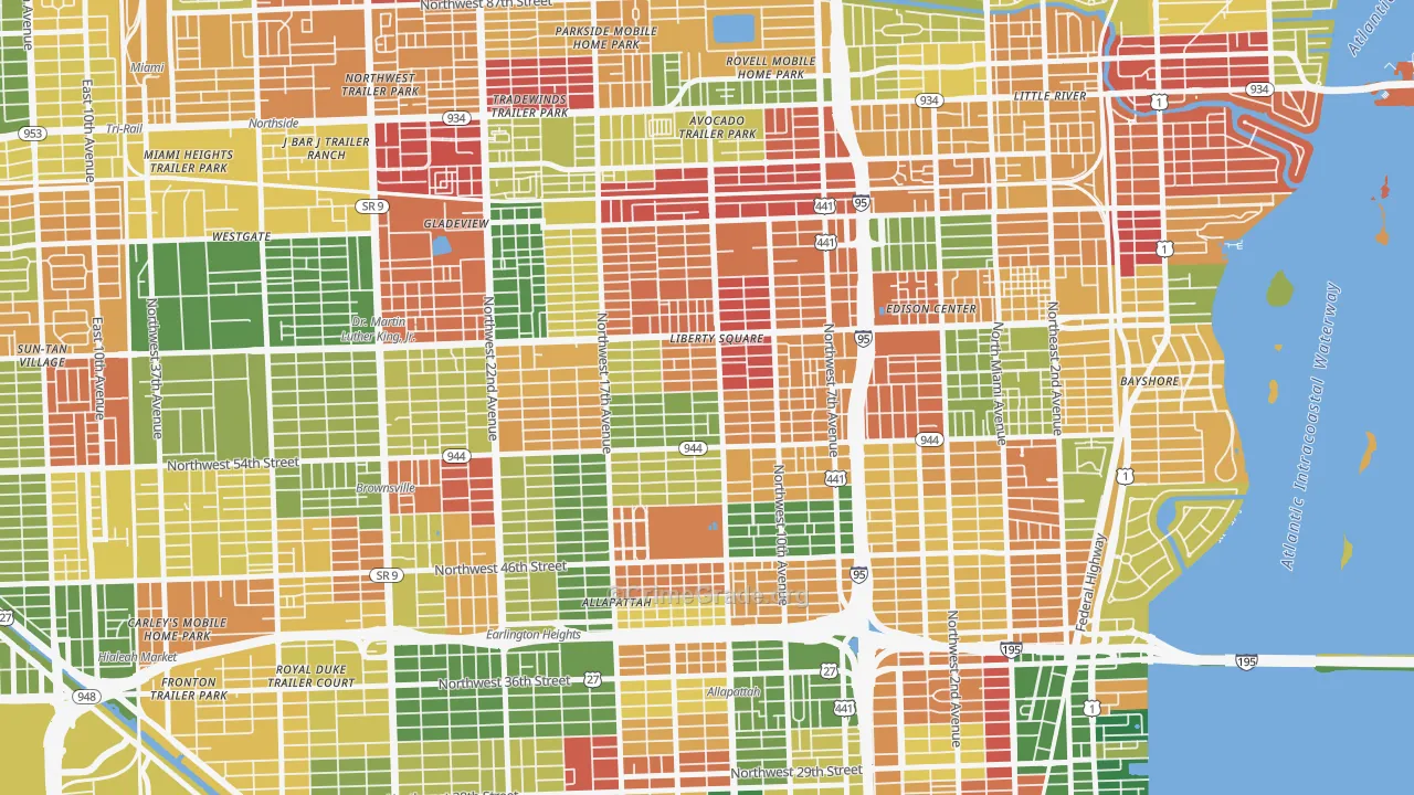 Model City, Miami, FL Map of Arson Rates