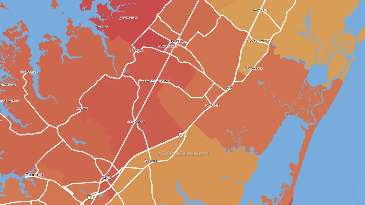 Modest Town, VA Map of Arson Rates