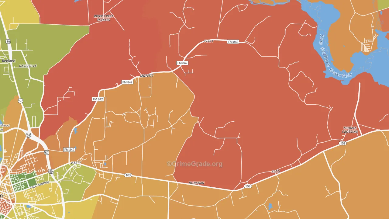 Moffitt, TX Map of Arson Rates