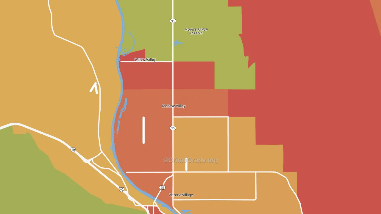 Mohave Valley, AZ Map of Arson Rates
