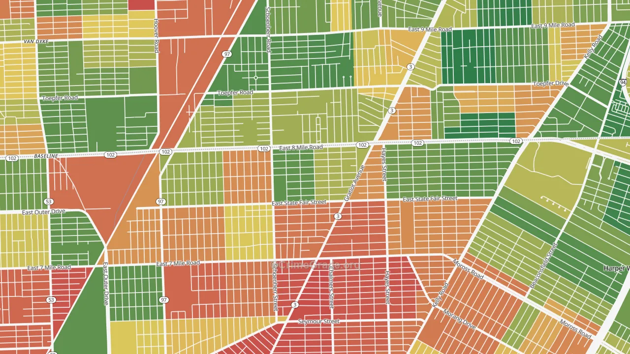 Mohican Regent, Detroit, MI Map of Arson Rates