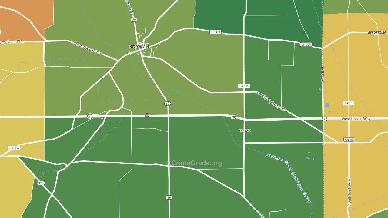 Mohicanville, OH Map of Arson Rates