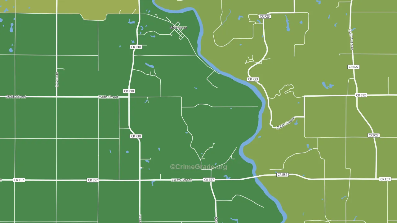 Moingona, IA Map of Arson Rates
