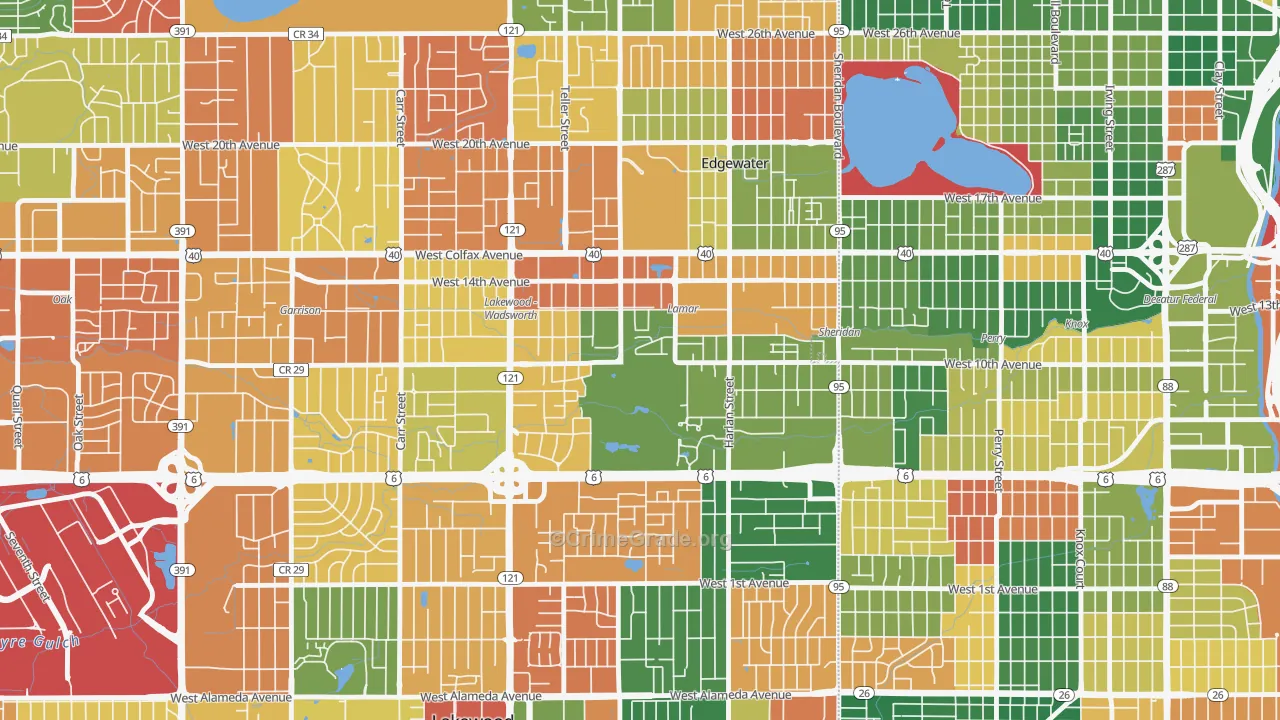 Molholm Two Creeks, Edgewater, CO Map of Arson Rates