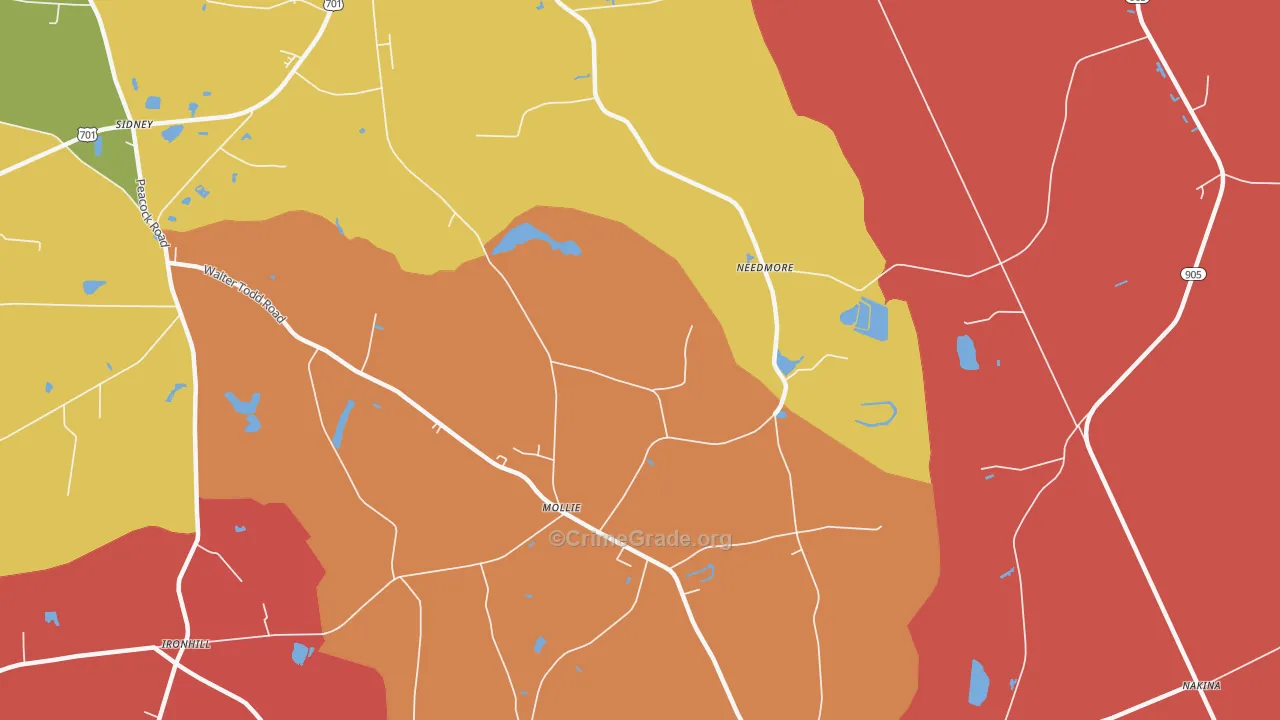 Mollie, NC Map of Arson Rates