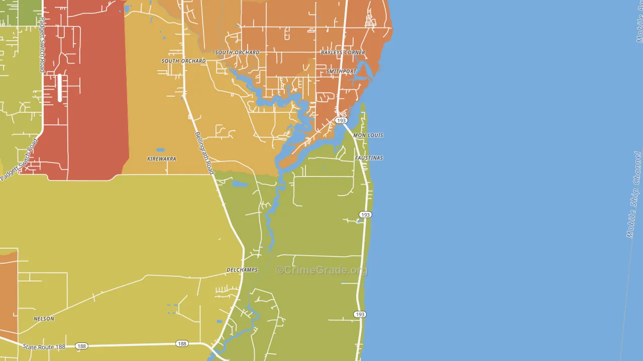 Mon Louis, AL Map of Arson Rates