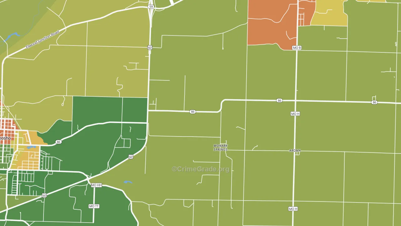 Monark Springs, MO Map of Arson Rates