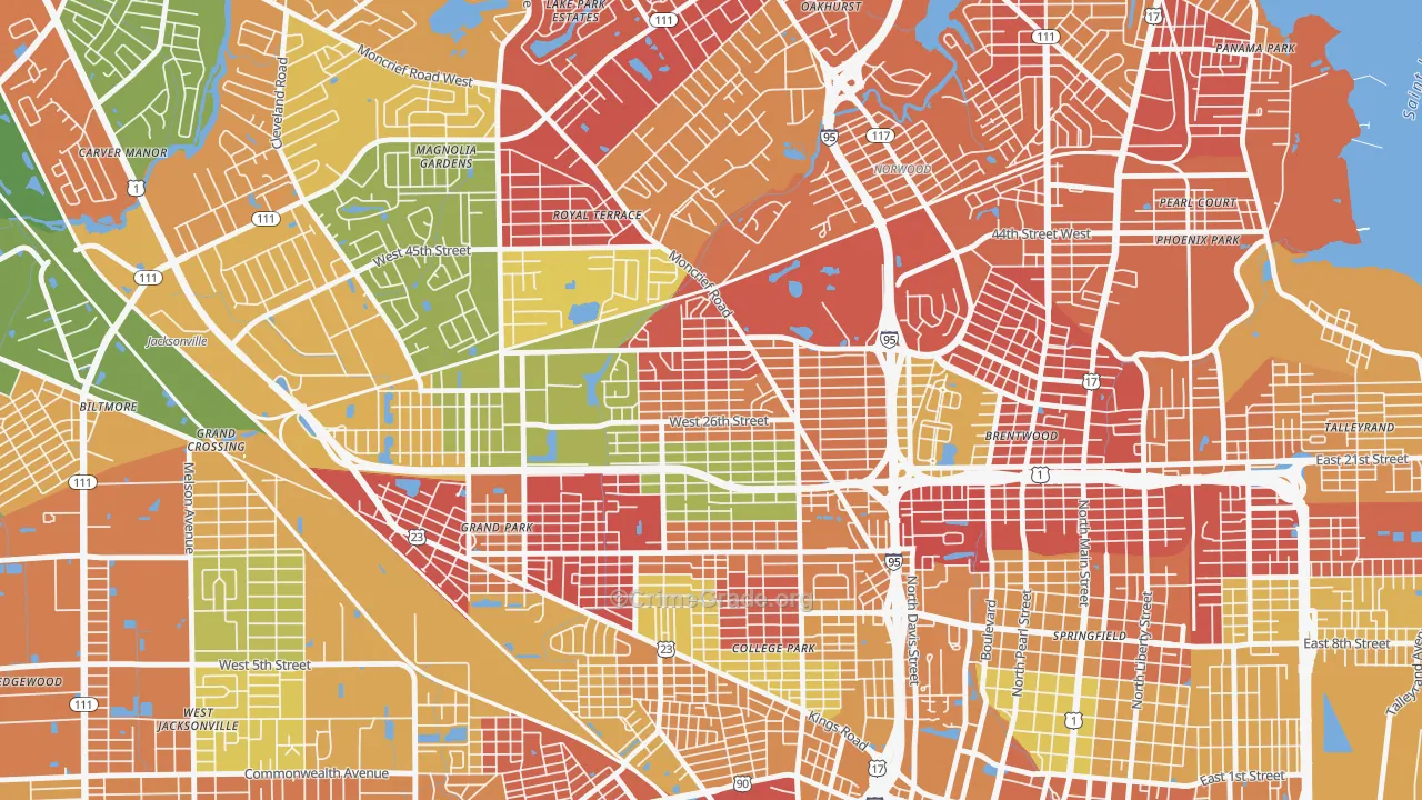 Moncrief Park, Jacksonville, FL Map of Arson Rates