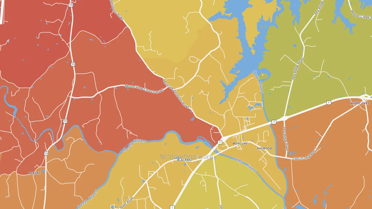 Moncure, NC Map of Arson Rates
