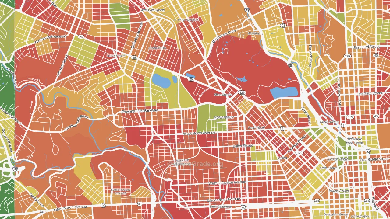 Mondawin-Walbrook, Baltimore, MD Map of Arson Rates