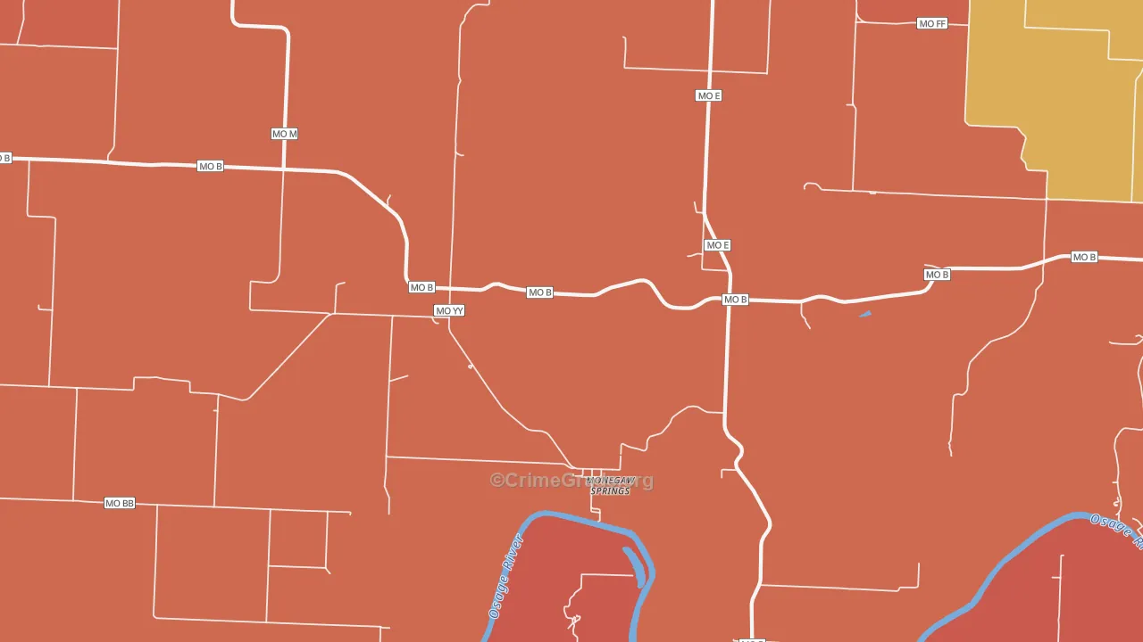 Monegaw Springs, MO Map of Arson Rates