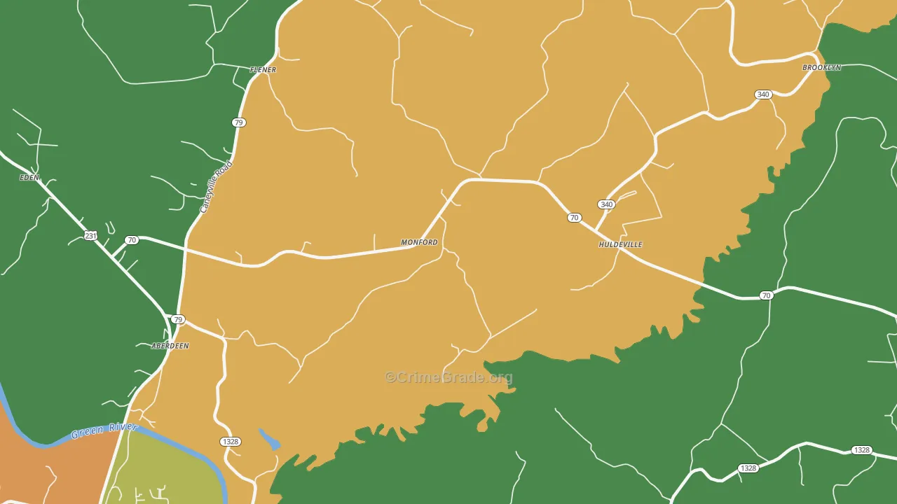 Monford, KY Map of Arson Rates