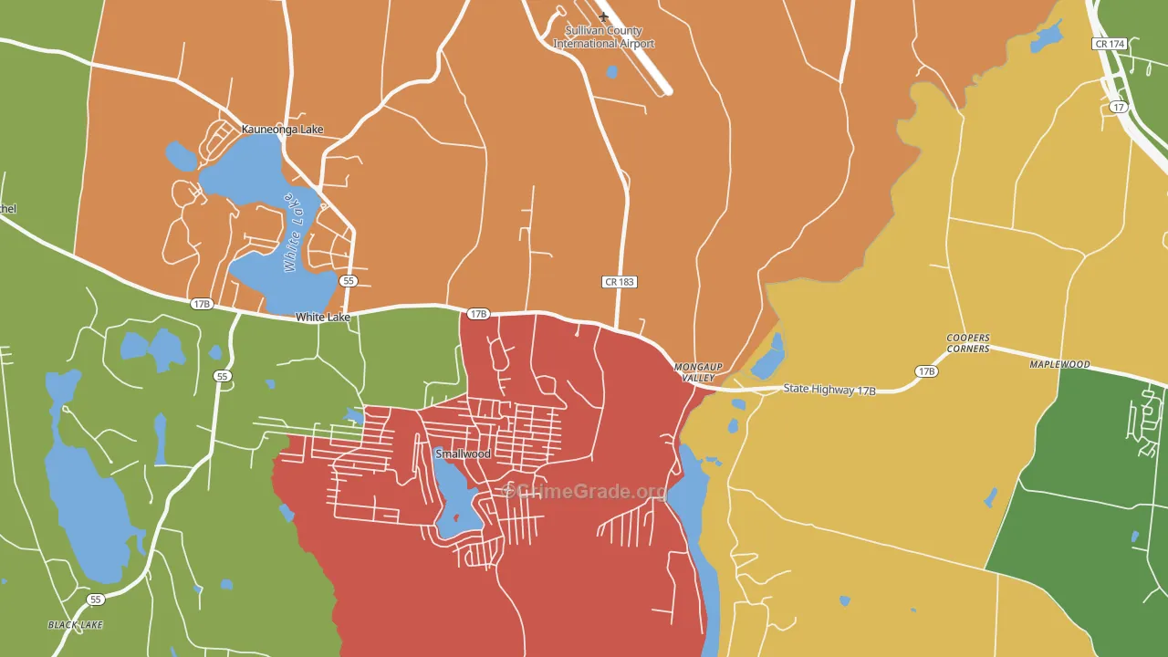 Mongaup Valley, NY Map of Arson Rates