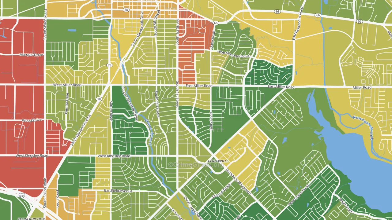 Monica Park, Garland, TX Map of Arson Rates