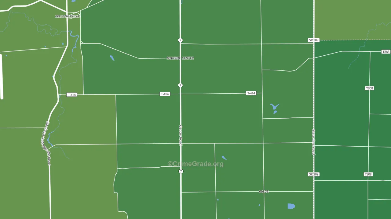 Monroe Center, OH Map of Arson Rates