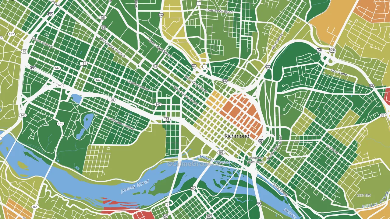 Monroe Ward, Richmond, VA Map of Arson Rates