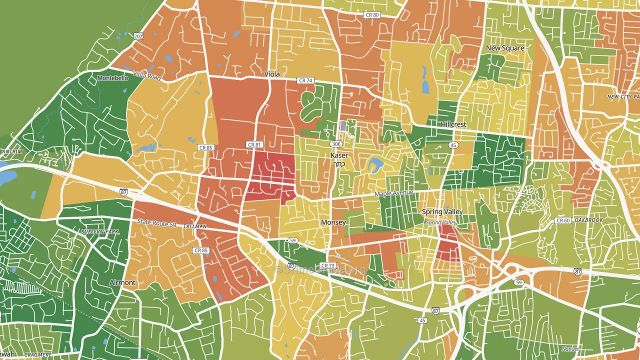 Monsey, NY Map of Arson Rates