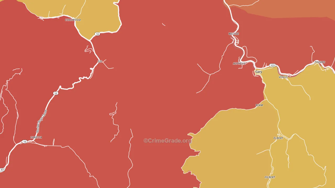 Monson, WV Map of Arson Rates