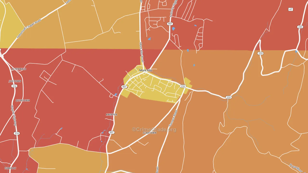 Mont Alto, PA Map of Arson Rates
