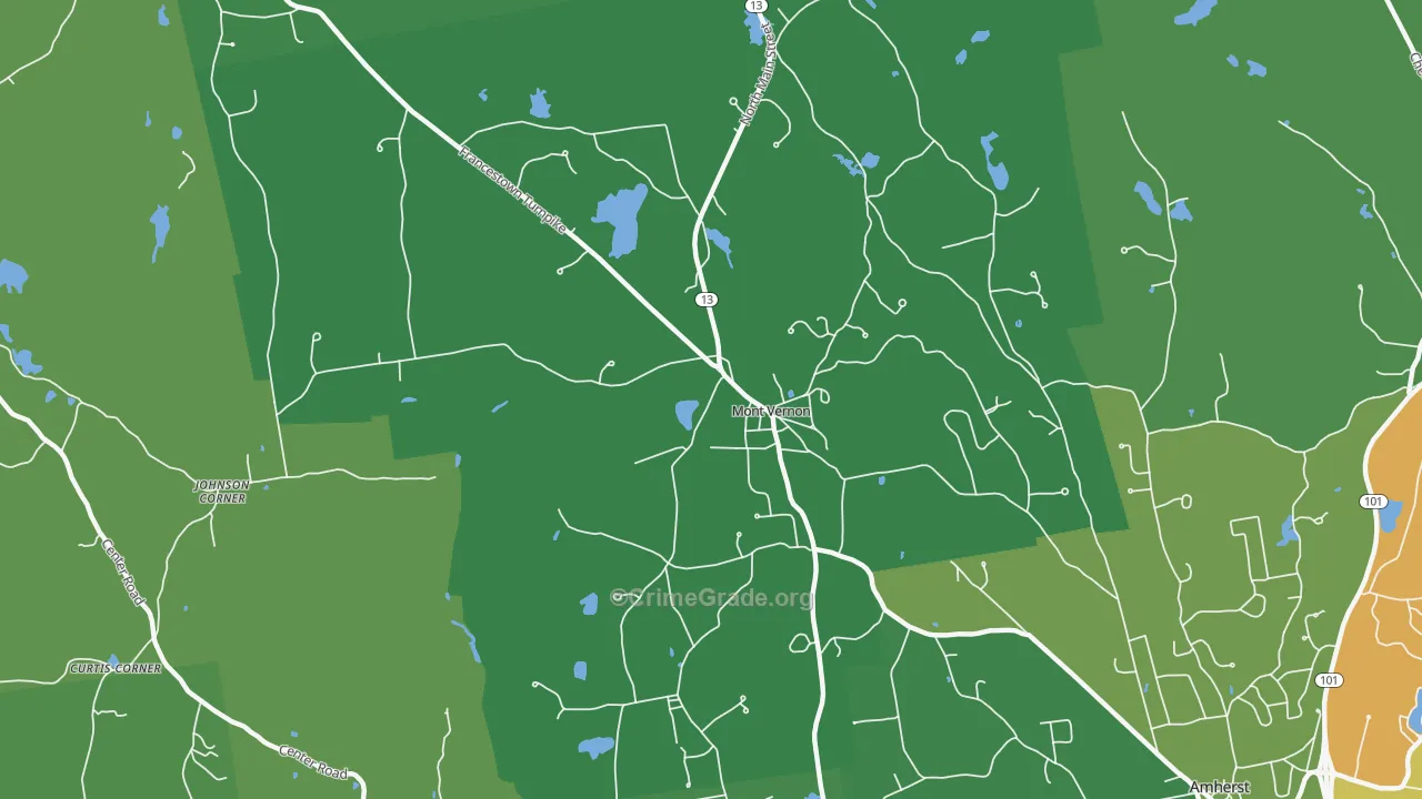 Mont Vernon, NH Map of Arson Rates