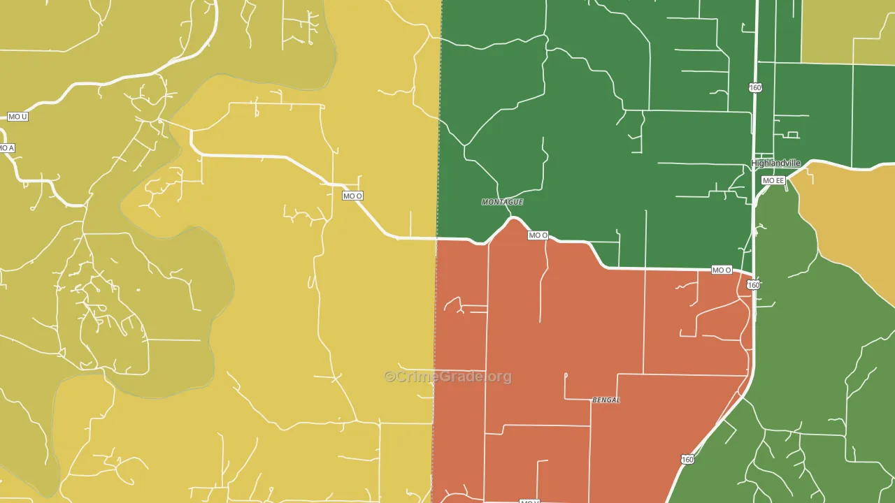 Montague, MO Map of Arson Rates
