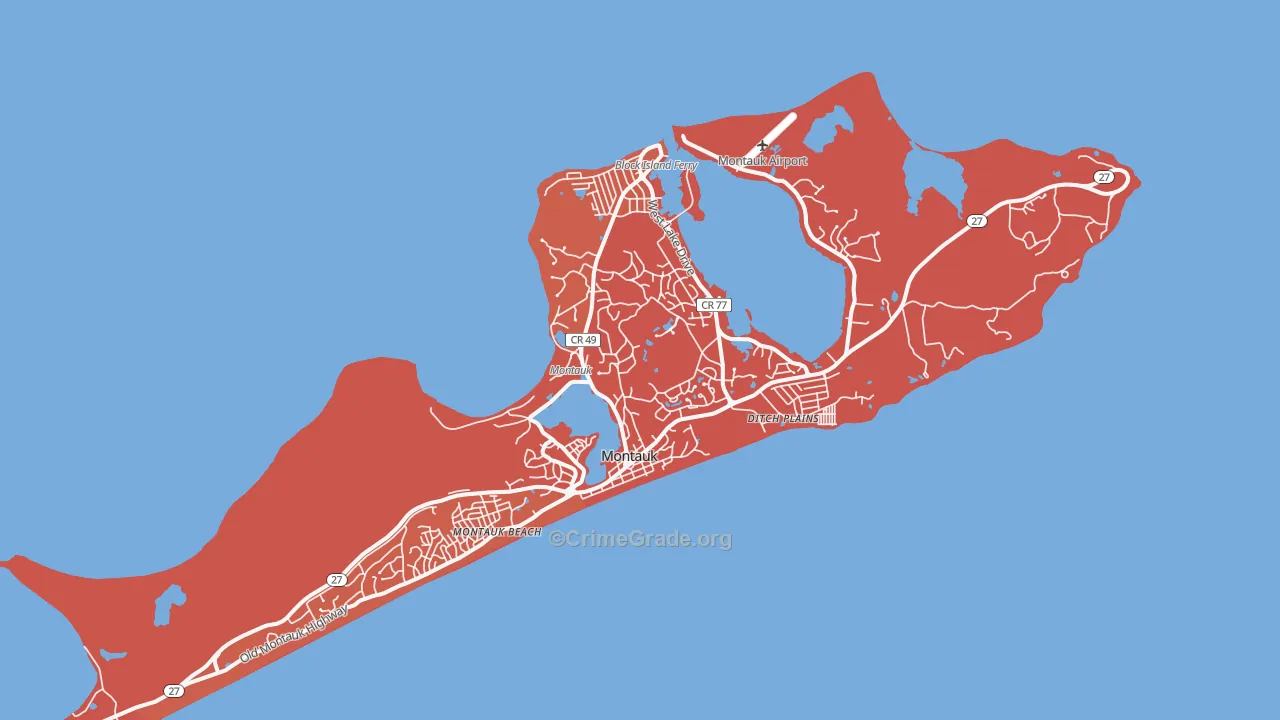 Montauk, NY Map of Arson Rates