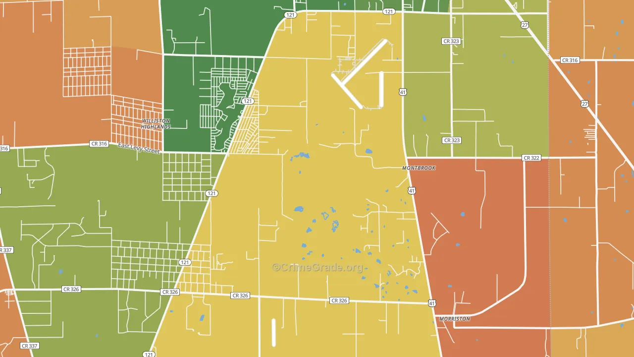 Montbrook, FL Map of Arson Rates