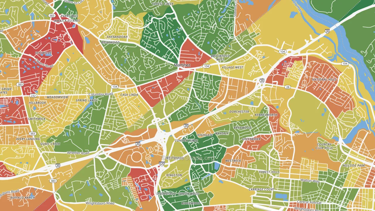 Montclair, Augusta, GA Map of Arson Rates