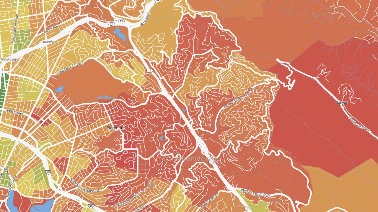 Montclair, Oakland, CA Map of Arson Rates