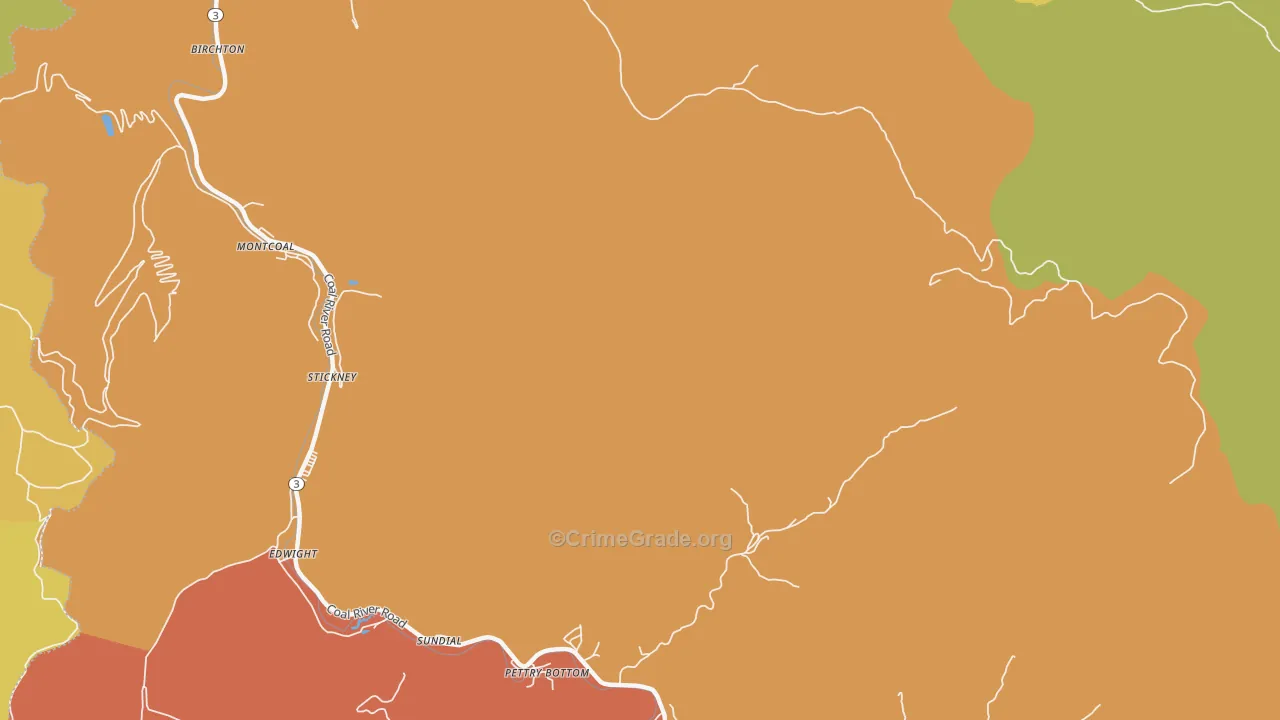 Montcoal, WV Map of Arson Rates