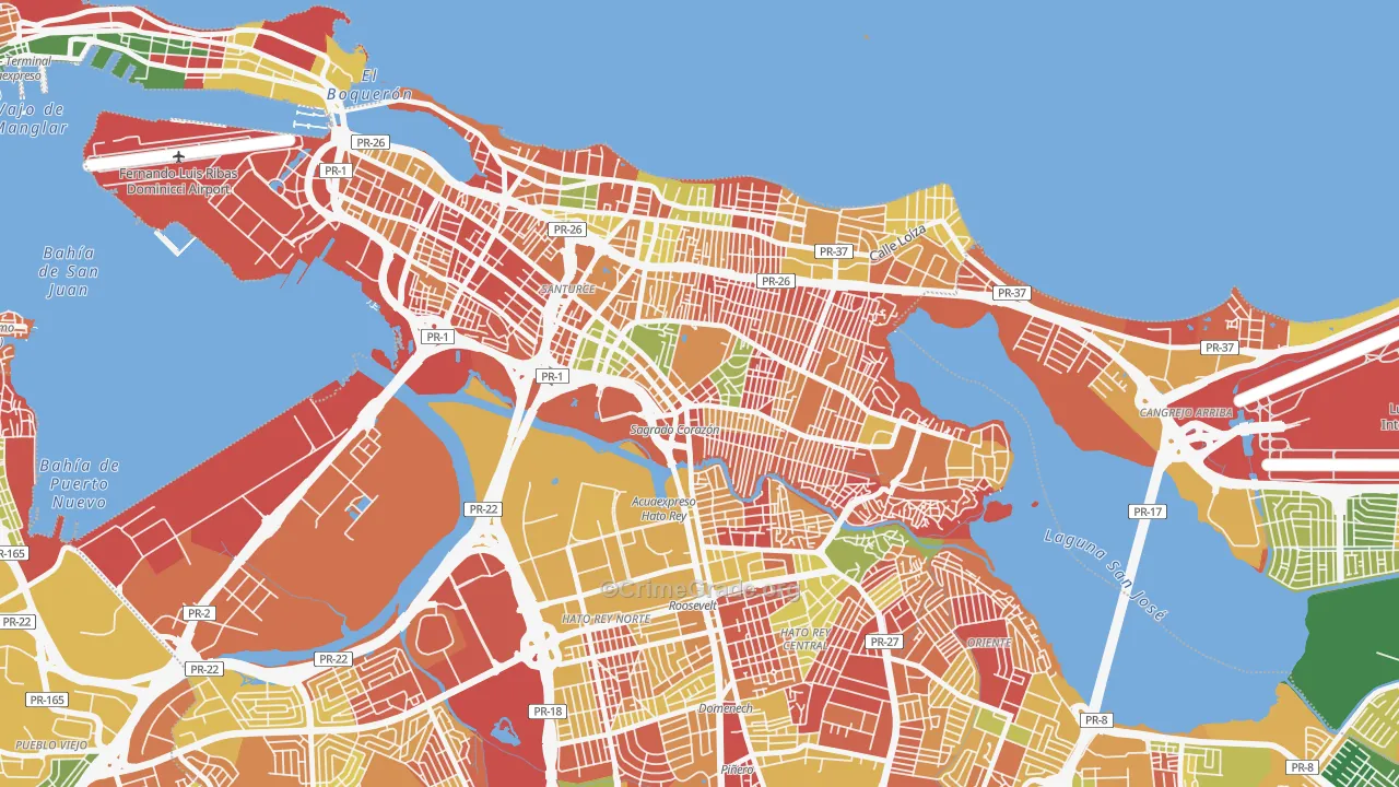 Monte Flores, San Juan, PR Map of Arson Rates