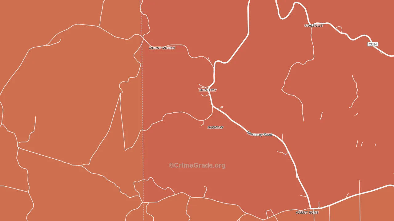 Monterey, AL Map of Arson Rates