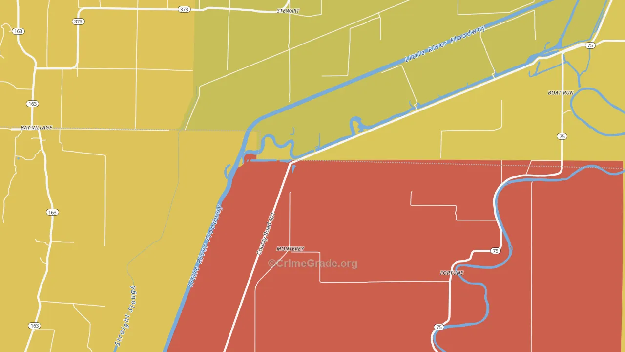Monterey, AR Map of Arson Rates