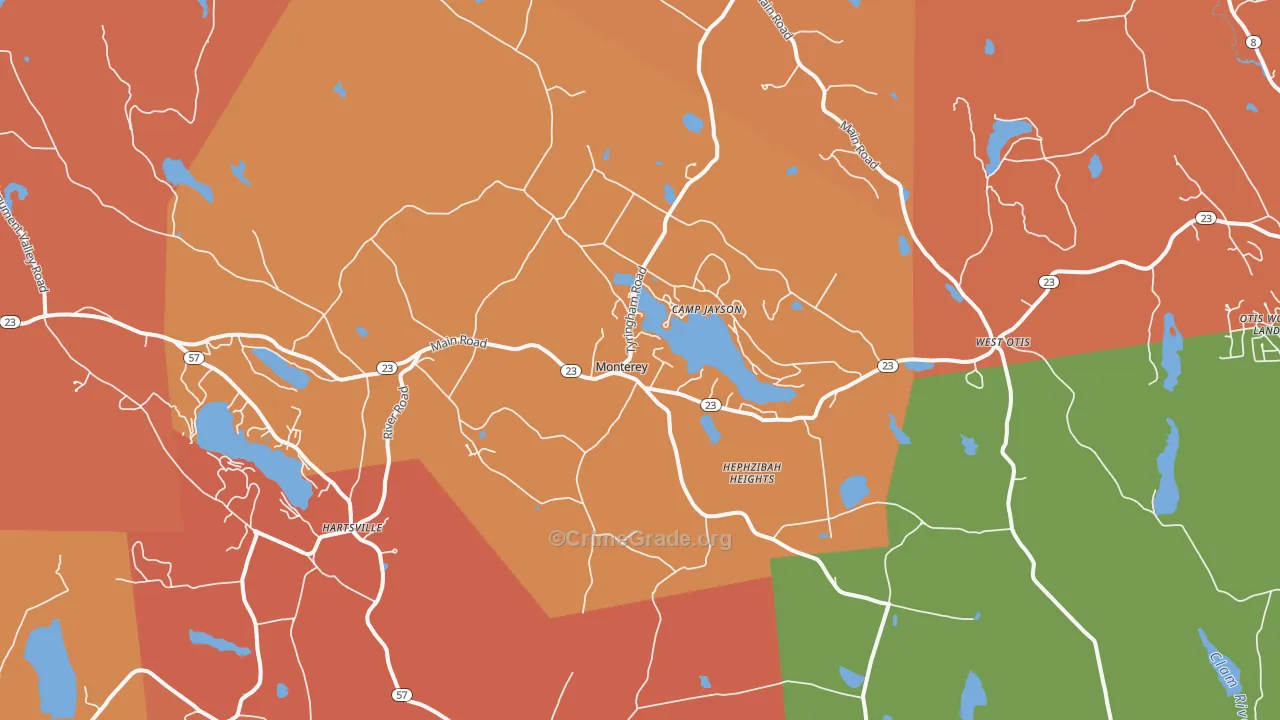 Monterey, MA Map of Arson Rates