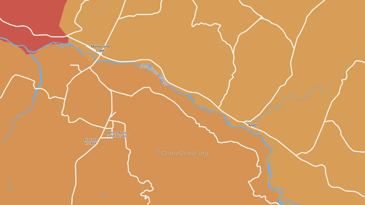 Montezuma Creek, UT Map of Arson Rates