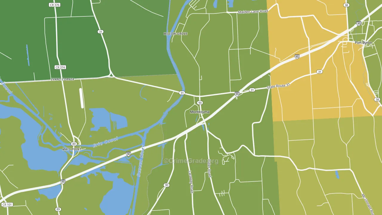 Montezuma, NY Map of Arson Rates